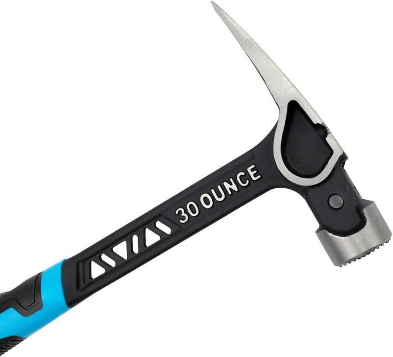 Ox Pro 30-Oz Ultrastrike Framing Hammer: Milled Face, Straight Claw, Robust Power, Vibration Dampening Bridged Neck, One Piece Steel Handle, Non-Slip Grip, Safety Features for Ultimate Durability - Image 2